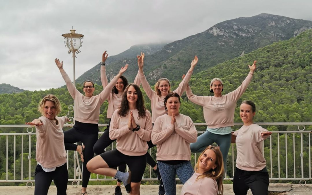 group on yoga retreat in spain