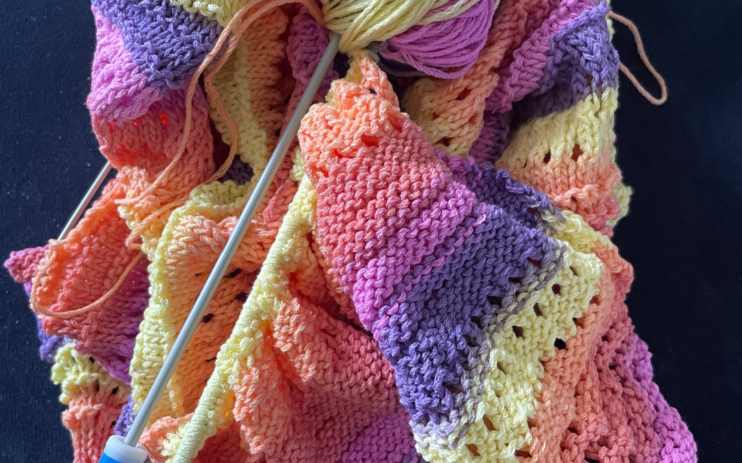 colourful knitting, hobbies, pastimes, knitting needles